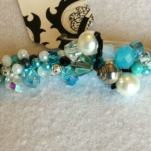 FINAL SALE PRICE CL Designs Crocheted Bracelet in Blue/Black/White - Picture 5 of 5